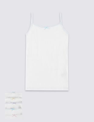 5 Pack Pure Cotton Assorted Camisole Vests &#40;18 Months - 16 Years&#41;
